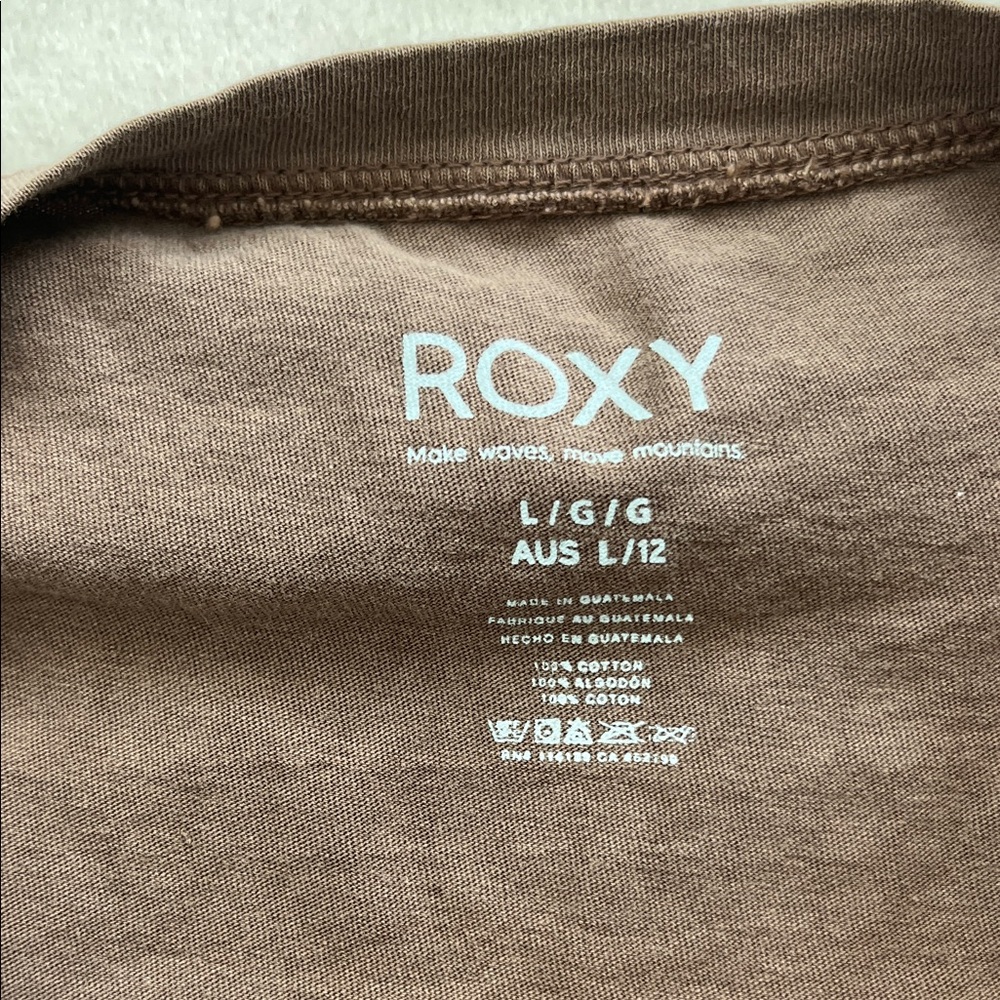 Roxy Chocolate Brown Crop Top with Pink Logo - Picture 3 of 9